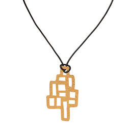Bronze & black abstract grid necklace
